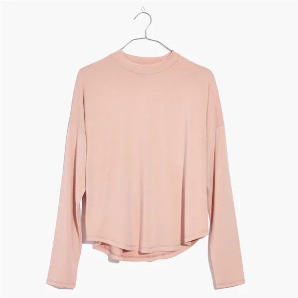 LIKE NEW Madewell Sandwashed Mockneck Top in Sheer Pink